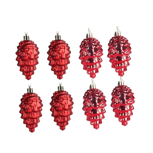 harayaa 8 x Tannenzapfen-Ornamente, Tannenzapfen zum Dekorieren, Mini-Weihnachtsanhänger, Baumschmuck für den Innenbereich, Herbst-Thanksgiving-Festival, Rot A von harayaa