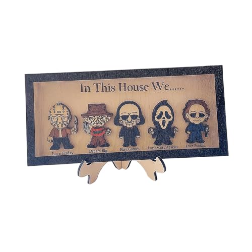 harayaa Halloween Deko Horrorfigur Holzschild Rahmen in This House We Horrorschild, Stand harayaa Halloween Deko Horrorfigur Holzschild Rahmen in This House We Horrorschild, Stand von harayaa