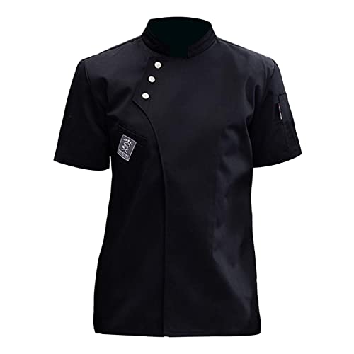 harayaa Kochjacke für Herren Und Damen, Kurzarm, Arbeitskleidung, Bequeme Uniform, Atmungsaktiv, Kochmantel für Manager, Theke, Server, Pub, Bäckerei, Café, A#Schwarz XL, Multi von harayaa