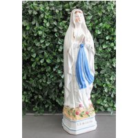 Antike Madonna Figur Lourdes Frankreich Jungfrau Maria Statue 29 cm Religiöse Wohnkultur Spirituelles Heiliges Geschenk Ostern von hard2findstuff