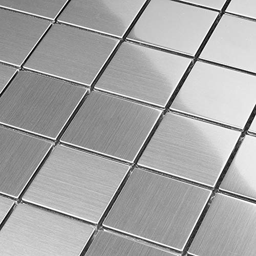 Edelstahl Mosaikfliesen Mosaik Silber 4,8 x 4,8 cm von hardys