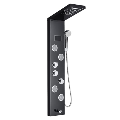 HARNART LED Duschpaneel mit Armatur,5 Funktionen Duschpaneel mit LED Temperaturanzeige,Massagedusche und Wasserfall Dusche,Duschsäule aus Edelstahl 304 HARNART LED Duschpaneel mit Armatur,5 Funktionen Duschpaneel mit LED Temperaturanzeige,Massagedusche und Wasserfall Dusche,Duschsäule aus Edelstahl 304 von harnart
