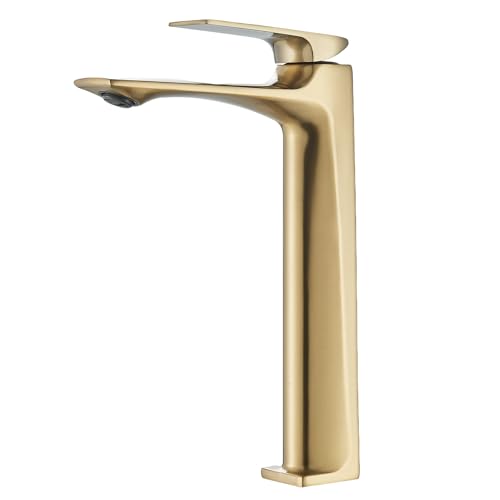HARNART Wasserhahn Bad,Waschtischarmatur Hoch in modernem Design Waschbecken Armaturen in Edelstahl,Einhebelmischer Mischbatterie für Badezimmer und Gäste-WC,Gold HARNART Wasserhahn Bad,Waschtischarmatur Hoch in modernem Design Waschbecken Armaturen in Edelstahl,Einhebelmischer Mischbatterie für Badezimmer und Gäste-WC,Gold von harnart