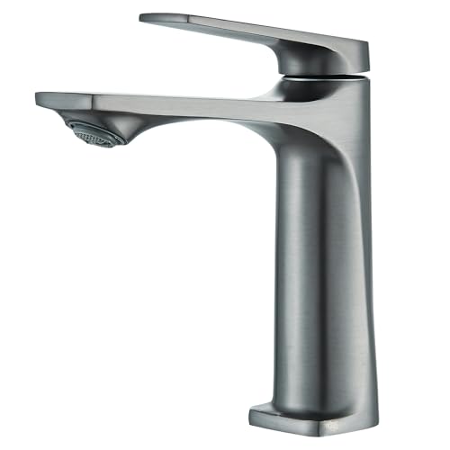 HARNART Wasserhahn Bad,Waschtischarmatur Kurzversion in modernem Design Waschbecken Armaturen in Edelstahl,Einhebelmischer Mischbatterie für Badezimmer und Gäste-WC,Graphitgrau von harnart