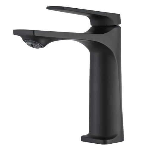 HARNART Wasserhahn Bad,Mischbatterie Waschbecken Wassersparend,Einhand-Waschtischbatterie,Wasserhahn Bad mit Auslauf Höhe 13 CM,Schwarz von harnart