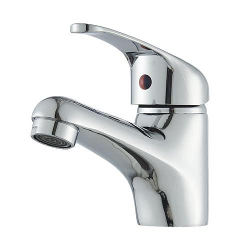 HARNART Wasserhahn Bad Galvanisierung,Waschtischarmatur Kurzversion in modernem Design Waschbecken Armaturen in Edelstahl,Einhebelmischer Mischbatterie für Badezimmer und Gäste-WC von harnart