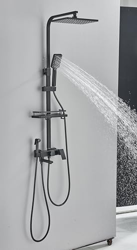 Harnart LED Edelstahl Regendusche Duschsystem Armatur Duscharmatur Komplettset Set Duschstange mit brause Duschkopf mit Schlauch und Halterung 3 Strahlarten, Eckig Kopfbrause Duschset,Graphitgrau Harnart LED Edelstahl Regendusche Duschsystem Armatur Duscharmatur Komplettset Set Duschstange mit brause Duschkopf mit Schlauch und Halterung 3 Strahlarten, Eckig Kopfbrause Duschset,Graphitgrau von harnart