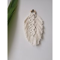 Moderne Makramee Kunst, Wanddeko Aus Natürlichem Baumwoll Boho, Große Extra Feder Zum Aufhängen An Die Wand von harpyknot