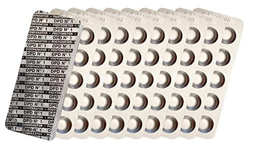 harren24 Photometer Testtabletten Chlor DPD1, DPD3, Aktivsauerstoff DPD4, pH-Wert Phenol Red, Alkalinity M, CYA, Poollab Wassertester 50x 100x 250x 500x (DPD1 / 100x) von harren24