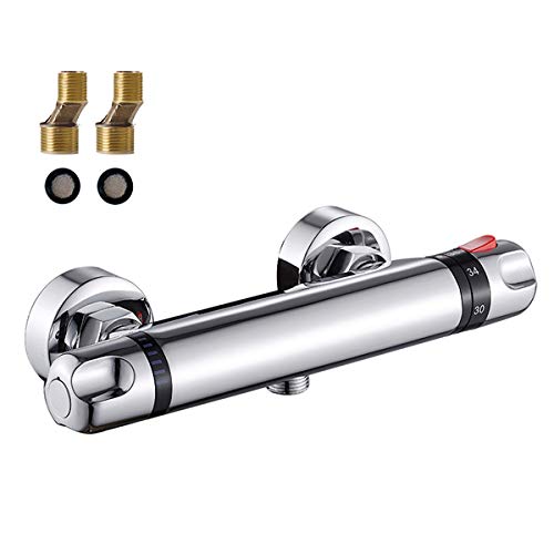 Duschthermostat Thermostat Duscharmatur mit 38℃ Sicherheitstaste Brausearmatur Intelligente Konstante Temperatur Mischbatterie Armatur aus Messing Bad Mischbatterie，Durchflusseinstellung von harupink