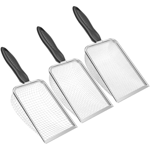 Harupink 4 Stück Gartensieb aus Edelstahl,Gartenerdesieb mit Griff,Robust Langlebig Kompostsieb,auch als Katzenstreuschaufel,Sieb,Erdsieb,Sandsieb für Sand Steine Erde Kompost Haustier(3pcs) von harupink