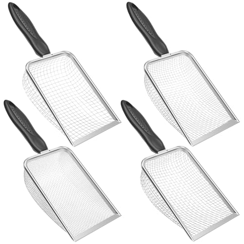 Harupink 4 Stück Gartensieb aus Edelstahl,Gartenerdesieb mit Griff,Robust Langlebig Kompostsieb,auch als Katzenstreuschaufel,Sieb,Erdsieb,Sandsieb für Sand Steine Erde Kompost Haustier(4pcs) von harupink