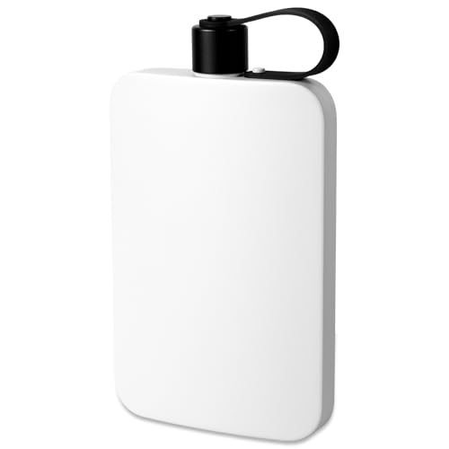 Harupink Flachmann Edelstahl, Flachmann Set aus 304 Edelstahl, 18oz 500ml Flask Mit Never-Lose Kappe BPA-Frei für Whiskey, Rum, Wodka, Geeignet für Wandern und Party(Weiß) von harupink