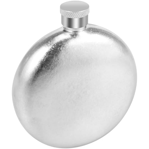 Harupink Flachmann Reinestitan,Flask 160ml mit Siegel Deckel,Auslaufsicher,TragbTaschenflasche für Whiskey,Rum,Wodka,Rund Flaschen-Set für Männer und Frauen,Silber(160ML) von harupink