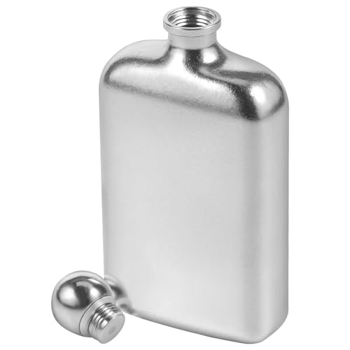 Harupink Flachmann Reinestitan,Flask 160ml mit Siegel Deckel,Auslaufsicher,TragbTaschenflasche für Whiskey,Rum,Wodka,Rund Flaschen-Set für Männer und Frauen,Silber(240ML) von harupink