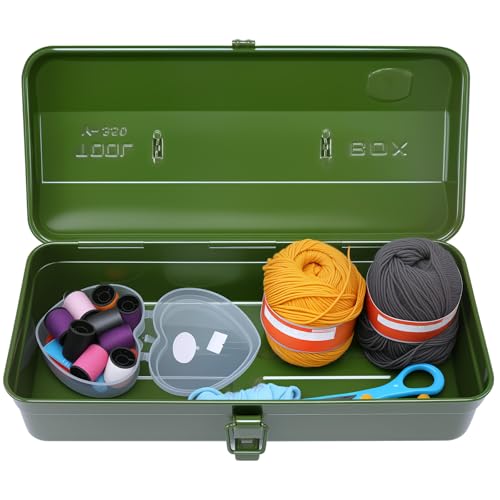 Werkzeugkoffer leer gross Werkzeugbox 37×16×12cm Robust Langlebig Metall Werkzeugkasten mit Tragegriff und Verriegelung Transportkoffer universelle Aufbewahrung und Transport von Zubehör(Grün) von harupink
