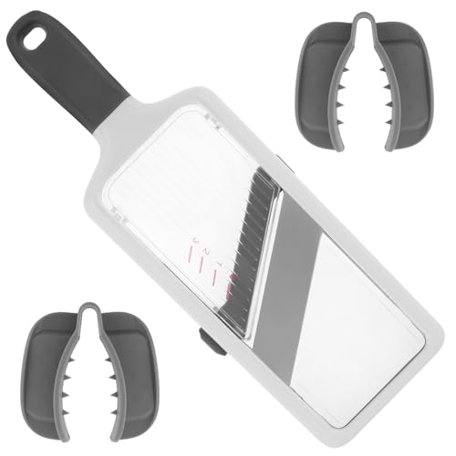 harupink Gemüsehobel,Einstellbar Gemüseschneider,Mehrzweck Edelstahl Gurkenhobel Mit Schneidhilfsclip zur Vermeidung von Handverletzungen,Küchen Gadgets(Grau) von harupink