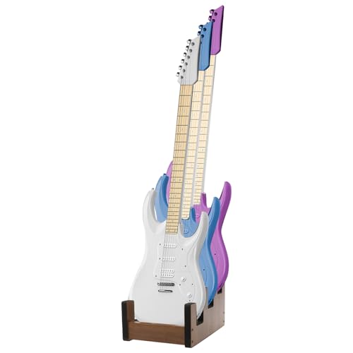 harupink Gitarrenständer Holz für mehrere Gitarren,3-facher Halter,Gepolsterter Multi-Gitarrenständer,Rutschfest Gitarren Halterung Robust Langlebig Guitar Stand für E-Gitarre- und Bassgitarre(A) von harupink
