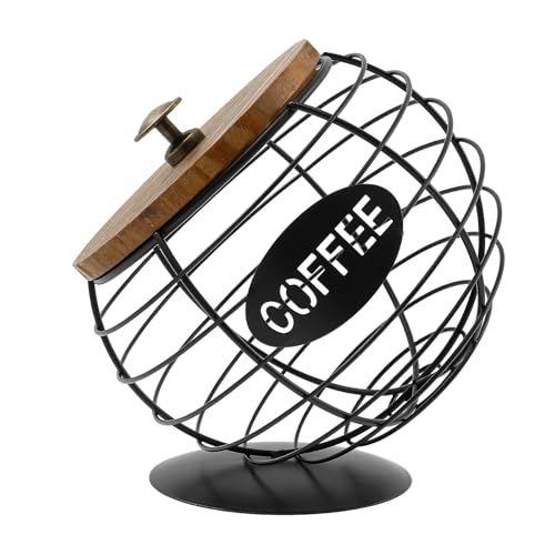 harupink Kaffeekapselkorb mit Deckel,modern Metall Kapselhalter Große Kapazität Espresso Kaffee Pod Halter Korb,Kaffee Organizer für Theke und Kaffeebar(Schwarz) von harupink