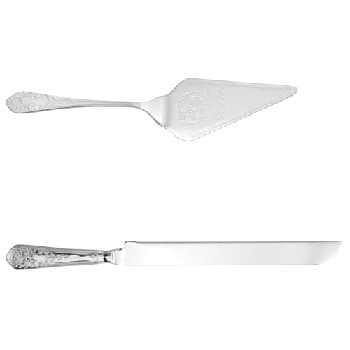 harupink Kuchenmesser und Server -Set vielseitig Silbermesser und Server Set Elegant Gravured Schneideset Solid Edelstahl Kuchenkuchen -Gebäck -Server -Kit für Ereignisse verwendet von harupink
