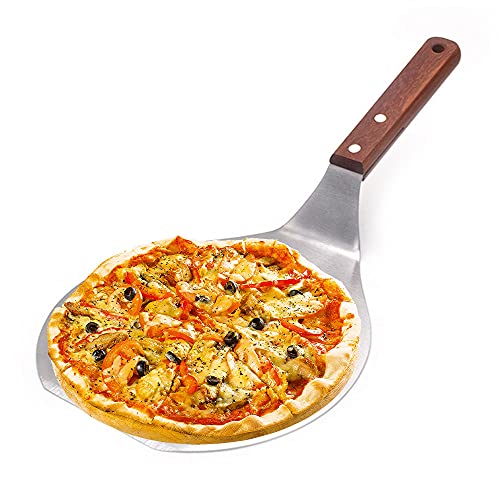 Harupink Pizzaschaufel Aus Edelstahl - Runder Pizzaspatel Mit Holzgriff, Kuchenheber, Transferblech Zum Backen Von Hausgemachter Pizza, Brot Oder Käse - Serviertablett Harupink Pizzaschaufel Aus Edelstahl - Runder Pizzaspatel Mit Holzgriff, Kuchenheber, Transferblech Zum Backen Von Hausgemachter Pizza, Brot Oder Käse - Serviertablett von harupink