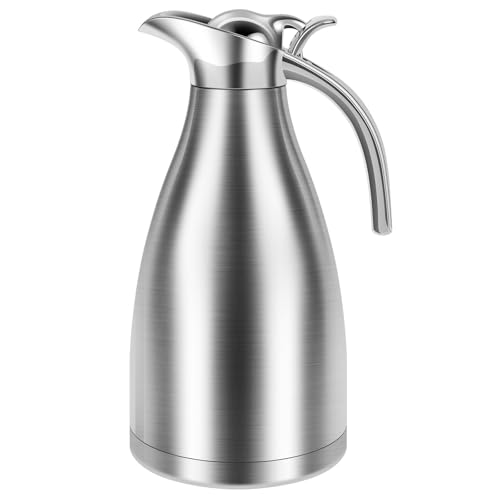 harupink Thermoskanne 2 Liter,Isolierkanne aus Doppelter Edelstahl,Kaffeekanne Hukou mit Silikonstopfen,Kann erreichen Langfristige Wärmespeicherung,100% dicht,BPA-freie(Silber) von harupink