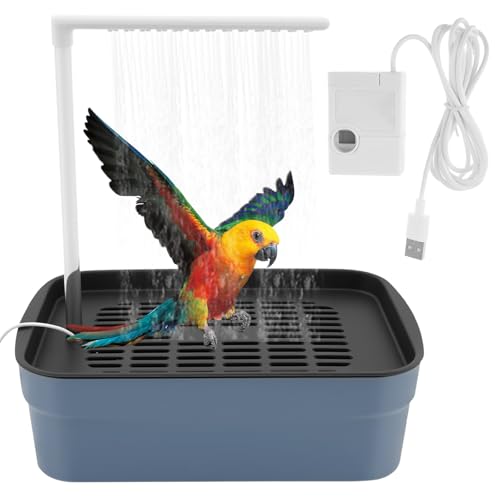 harupink Vogel Badehaus Badewanne,Haustier-Vogeltränke mit Umwälzhahn,Automatische Vogeldusche Wellensittich,Multifunktionaler Vogelbadewanne,Vogel Dusche Papagei Badewanne für Vögel von harupink