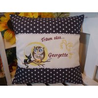 Kissen Mit Namen | Eule Und Mond Kissen Mit Namen | Eule Und Mond von harzstickerei