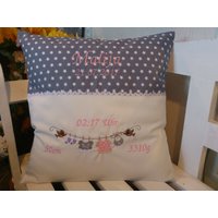 Kissen - Bezug Zur Geburt | Baby Wäscheleine Grau Sterne Kissen - Bezug Zur Geburt | Baby Wäscheleine Grau Sterne von harzstickerei