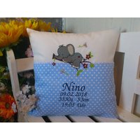 Kissen - Bezug Zur Geburt | Elefant Blau Herzen Kissen - Bezug Zur Geburt | Elefant Blau Herzen von harzstickerei