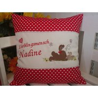Kissen Mit Namen | Häschen Liebe, Rot Herzen von harzstickerei