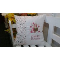 Kissen Mit Namen Zur Geburt, Taufe | Einhorn Rosa Grau Sterne Kissen Mit Namen Zur Geburt, Taufe | Einhorn Rosa Grau Sterne von harzstickerei
