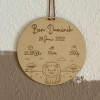 Personalisierte Geburtsanzeige Holz - Babygeschenk Wanddeko Kinderzimmer Geschenk Zur Geburt & Taufe von hassliebemanufaktur