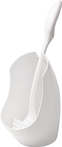 Haug Bürsten - WC-Garnitur modern - Reinigungsbürste – Farbe: Weiß - Mittel/Harter Besatz – Größe: 190 x 110 x 375 mm - Hitzebeständig bis 80 °C - MET & ABS Kunststoff von haug bürsten