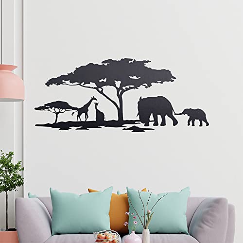 KIWISTAR Afrika Motiv Giraffen u. Elefanten Wandtattoo in 6 Größen - Wandaufkleber Wall Sticker - Dekoration, Küche, Wohnzimmer, Schlafzimmer, Badezimmer von hauptsachebeklebt