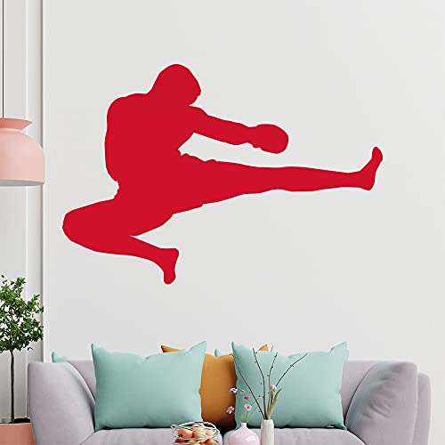 KIWISTAR Kickboxer Silhouette springend Kick Wandtattoo in 6 Größen - Wandaufkleber Wall Sticker - Dekoration, Küche, Wohnzimmer, Schlafzimmer, Badezimmer von hauptsachebeklebt
