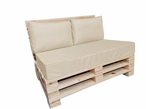 chilly pilley Palettenkissen Wasserdicht Keder Naht Palettenauflage Wasserfest Gartenkissen Wasserabweisend Palettenpolster Abnehmbar mit Reißverschluss Sofaskissen (3er Set, Creme) von chilly pilley