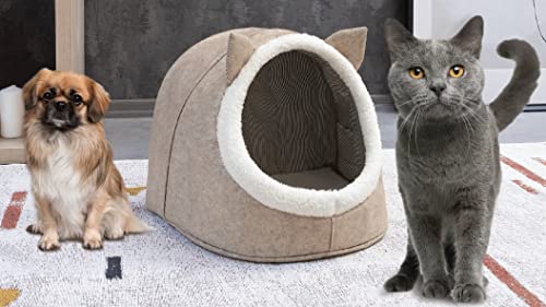 hausleben Filz Kleintier-Nest für Hunde und Katzen beige | Katzenhöhle aus Filz, Katzenbett, Tierhöhle, Pet Nest, Winter von hausleben