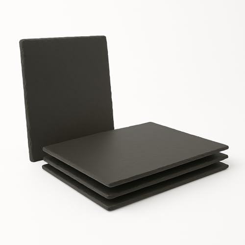 Schiefer Platzset 4er Set – 40x30 cm Naturstein Platzdeckchen rutschfest – Edle Schieferplatten Tischset für 4 Personen – Untersetzer hitzebeständig & Kratzfest für Esstisch, Küche & Deko von hausleben
