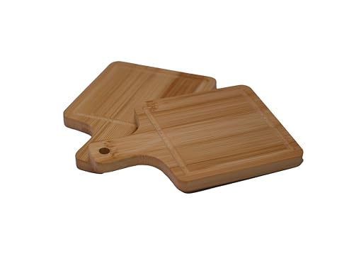hausleben 2er Set Servierbrett | 15x10 cm | Natur | Bambus | umweltfreundlich | Küche | Tisch | Deko | mit Griff von hausleben