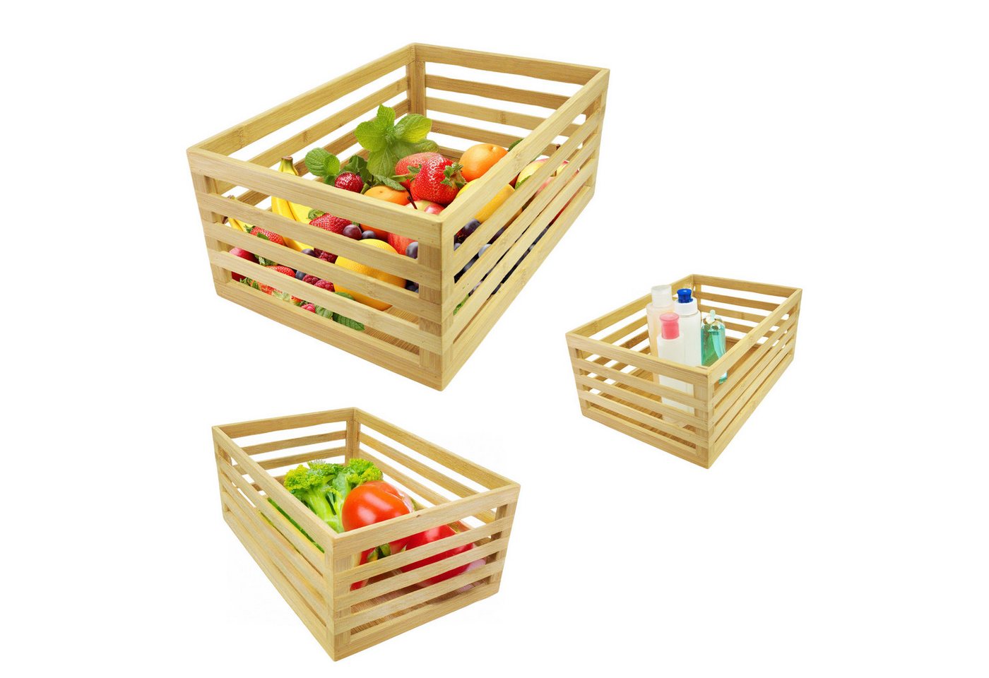 hausleben Aufbewahrungsbox Holzboxen zur Aufbewahrung 3er Set Küche, Bad, Wohnen (1 St), Dekorative Ordnungshelfer mit natürlicher Eleganz von hausleben