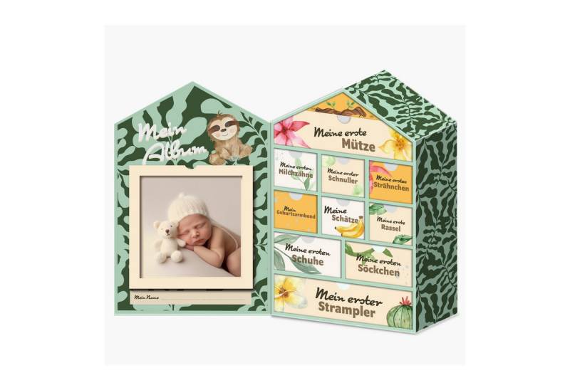 hausleben Geschenkbox Baby Erinnerungsbox Schatztruhe Erinnerungen mit 10 Fächern (1 St), Erinnerungsbox für Geburt und Taufe – Süße Baby, Babyschmuck von hausleben