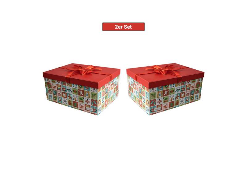 hausleben Geschenkbox Geschenkkarton mit Deckel – Faltbare Geschenkbox (2 St), Stabiler Karton mit Deckel für große Geschenke von hausleben