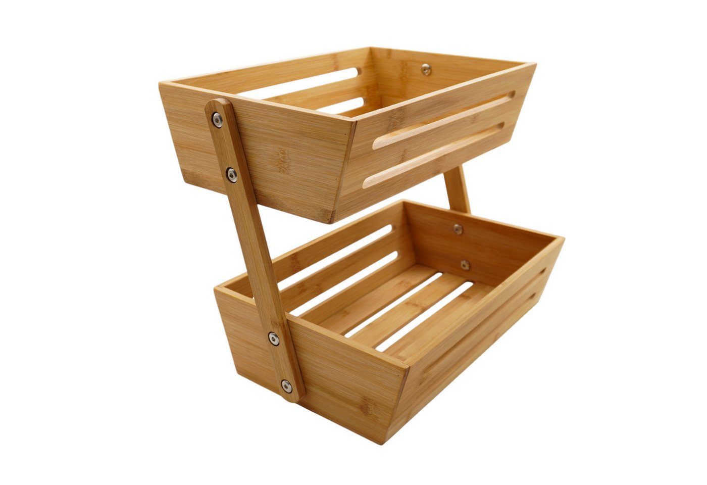 hausleben Obstschale Obstkorb mit 2 Etagen 34x22x28 cm, (1-tlg), Obstschale Obst Halter, Küche Ablagekorb Brot Snacks Korb von hausleben