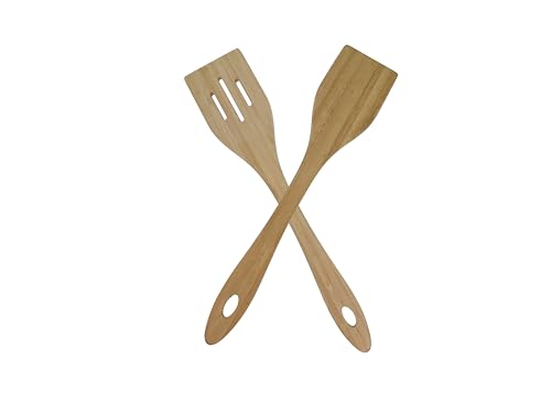 hausleben Pfannenwender-Set | 30 cm | Natur | Bambus | umweltfreundlich | Küche | 2er Set | Spachtel und Spatula von hausleben