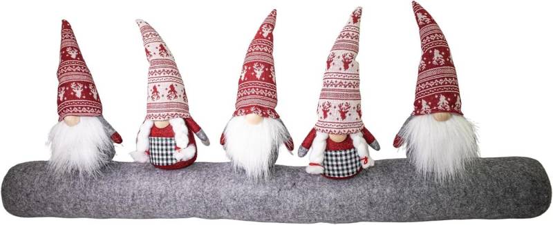 hausleben Zugluftstopper Zugluftstopper für Türen mit 5 Wichteln – 90 cm lang, 25 cm hohe Wichtel, Filz, Türdichtung,Weihnachtsdesign von hausleben