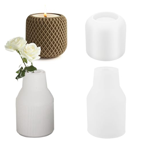 2 Stück Silikonformen Gießformen Kerzen, 3D Silikonform Vase, Gießformen für Beton, DIY Vases Epoxidharz Formen, Gips zum Gießen 2 Stück Silikonformen Gießformen Kerzen, 3D Silikonform Vase, Gießformen für Beton, DIY Vases Epoxidharz Formen, Gips zum Gießen von hautllaif