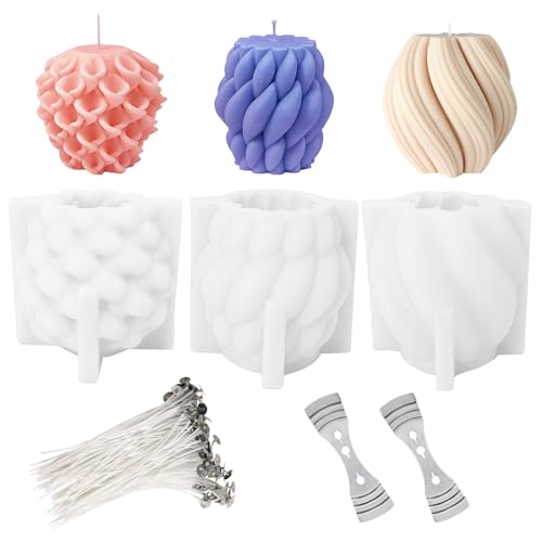 3 Stück Silikon Kerzengießformen Set für DIY Kerzen Gießen, Silikonform Kerzen Gießen und Kerzendocht Set, Handgefertigte Kerzenform 3 Stück Silikon Kerzengießformen Set für DIY Kerzen Gießen, Silikonform Kerzen Gießen und Kerzendocht Set, Handgefertigte Kerzenform von hautllaif