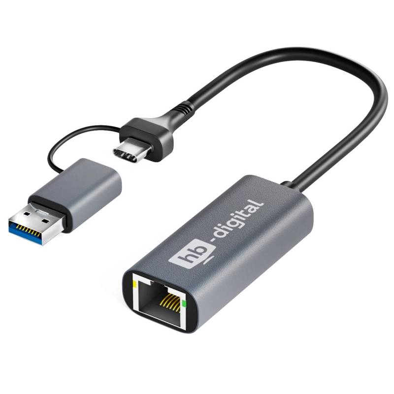 hb-digital USB-C auf Ethernet Adapter mit USB 3.0 von hb-digital