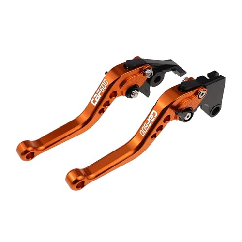 hcksw Motorradzubehör, Bremshebel für CBF600 SA 2010–2013 CBF 600 CNC-Aluminium, verstellbar, kurze Kupplungshebel (orange) von hcksw